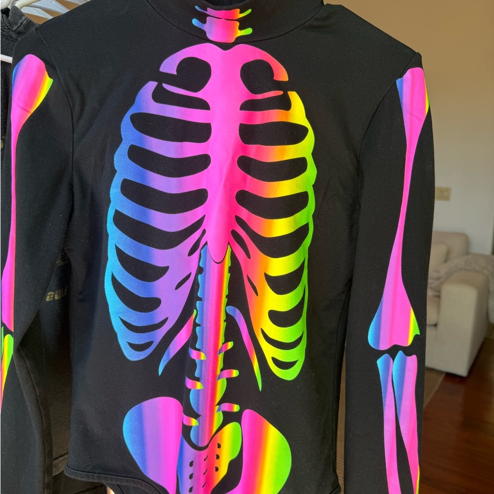 Chemistry Women’s Glow In The Dark Halloween Skeleton Bodysuit XL - Picture 2 of 5